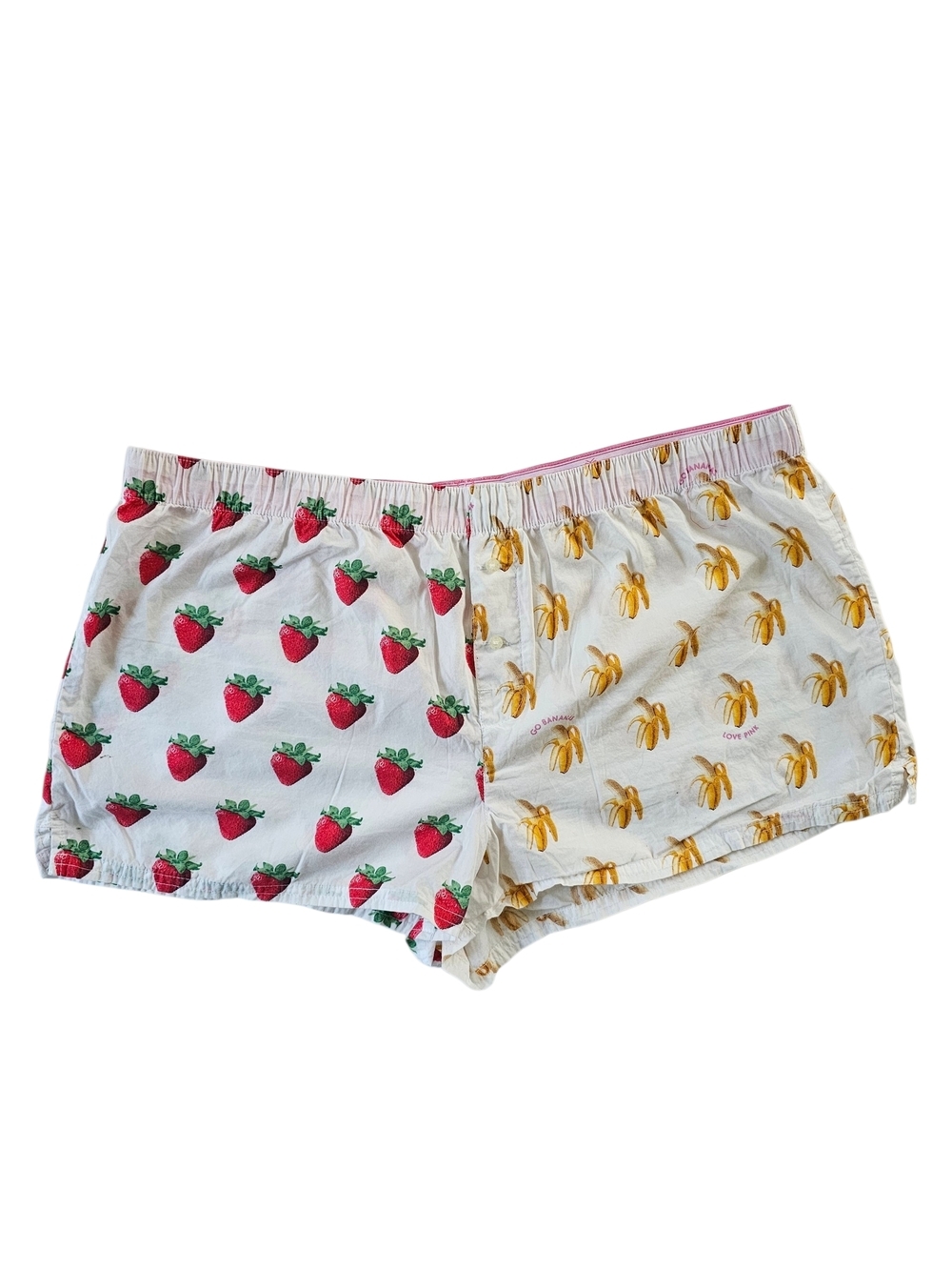 Love Pink Fruit Print Sleep Shorts - Strawberries & Bananas - Picture 2 of 4